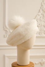 IN25-23 OSITA CREMA BERET WITH CREAM POMPON