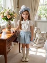 VE26-18 BABY BLUE SKIRT AND BLOUSE