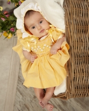 VESTIDO CUADROS AMARILLO Y SMOCK | VE24-12