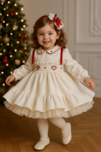 NA25-13 WHITE VELVET  SMOCK DRESS