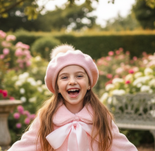 IN25-22 BOINA PELO OSITA ROSA CON POMPON CREMA