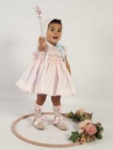 VESTIDO ROSA CON SMOCK CORAZONES | VE24-26
