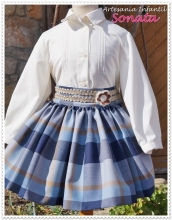Conjunto niña falda de cuadros azules 258