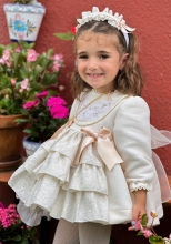 In25-16 Cream and golden  dress