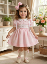 VE26-19 PINK SMOCKED DRESS