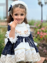 In25-13 Navy and golden lace  with fur details