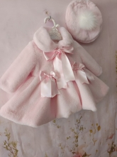 IN25-22 ABRIGO PELO ROSA CON LAZO EN CUELLO Osita Rosa