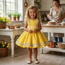 VE26-25 VESTIDO LUNARES AMARILLOS