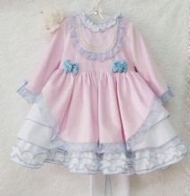 SOFT PINK VELVET with LIGHT BLUE LACE & DETAILS