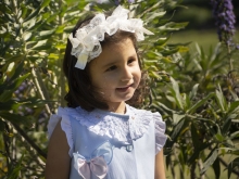 VESTIDO TRAPECIO PIQUE CELESTE SMOCK CUELLO VE24-47