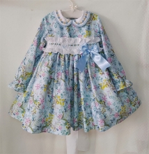 FLORAL SMOCK BABY BLUE | IN-14