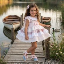 PUFBALL DRESS WITH PINK FLORAL PATTERN | VE24-19