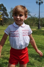 Smocked shirt and red short Boy set mod.744